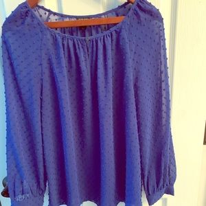 J Crew Factory blue keyhole clipdot blouse Sz S